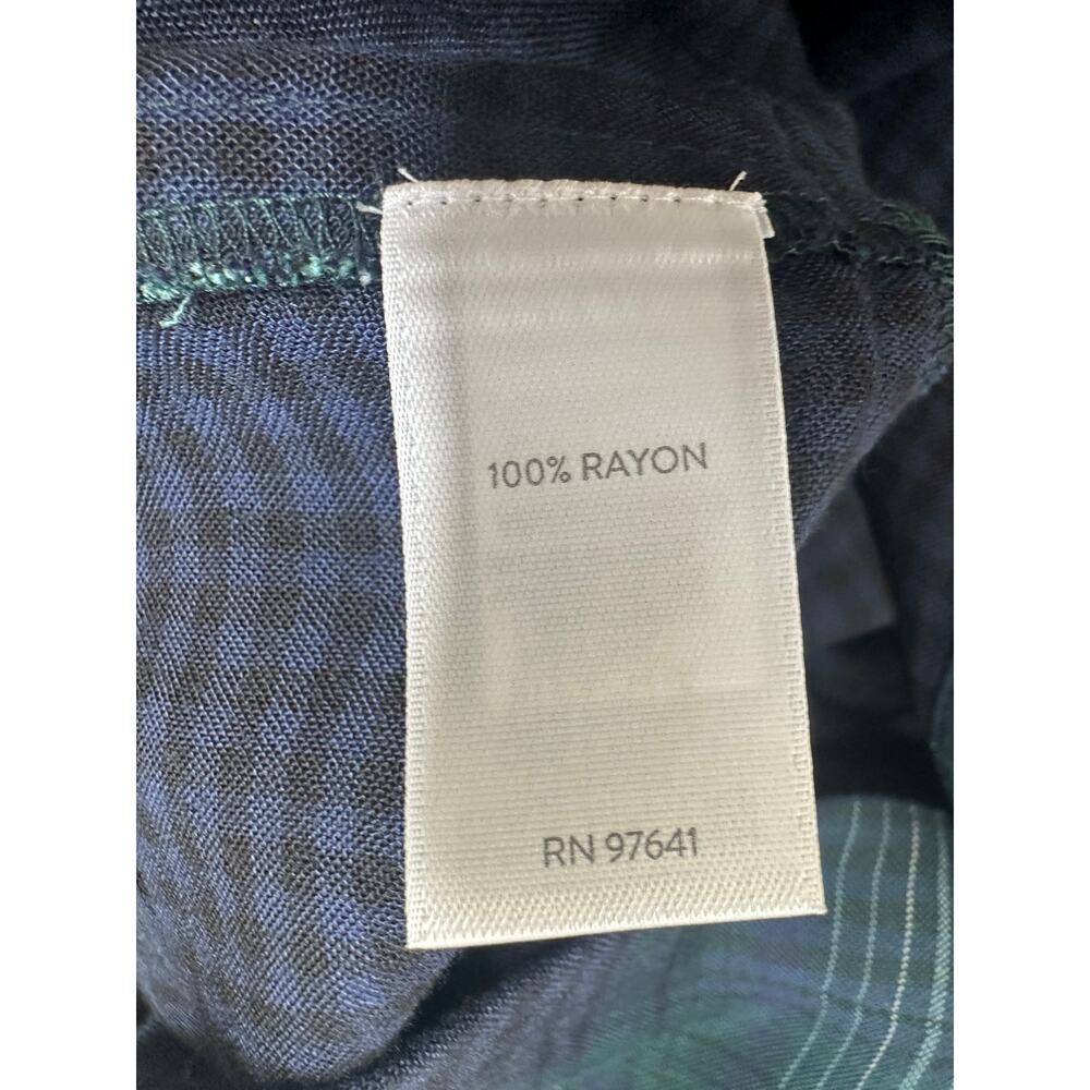 J Jill 2X Blue Green Plaid 100% Rayon Button Front Tunic Shirt Oversized - Picture 8 of 12
